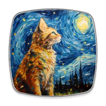 Katze, katzenmotiv - Viereckiger Kühlschrankmagnet - Weiß - Vorne
