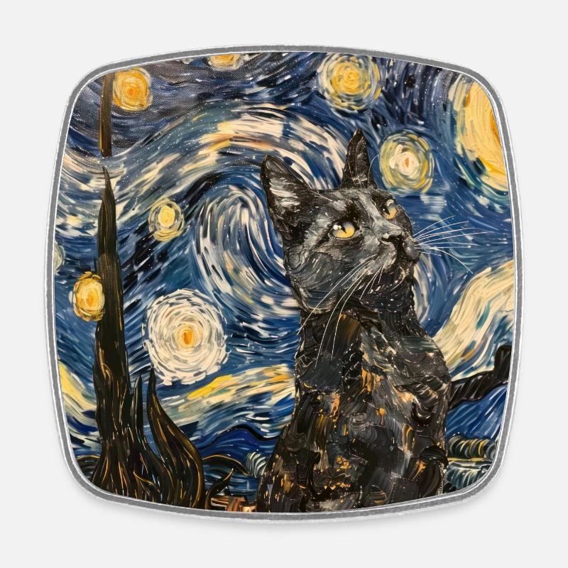 Katze, katzenmotiv - Viereckiger Kühlschrankmagnet - Weiß