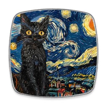 Chat, Motif De Chat - Magnet carré - blanc - Devant