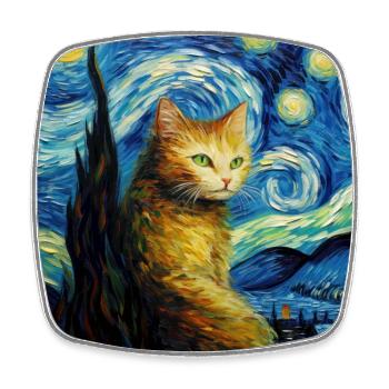 Cat, Cat Motif - Square fridge magnet - white - Front