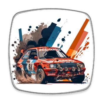 Autocross in Deutschland, Frankreich, Italien - Viereckiger Kühlschrankmagnet - Weiß - Vorne