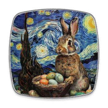 Osterhase, Ostern, Hase, frohe ostern, ostereier - Viereckiger Kühlschrankmagnet - Weiß - Vorne