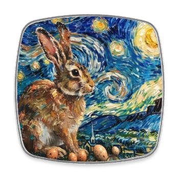 lapin de Pâques, Pâques, lapin, joyeuses Pâques, oeufs de Pâques - Magnet carré - blanc - Devant