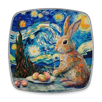 lapin de Pâques, Pâques, lapin, joyeuses Pâques, oeufs de Pâques - Magnet carré - blanc - Devant