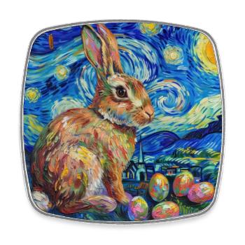 Osterhase, Ostern, Hase, frohe ostern, ostereier - Viereckiger Kühlschrankmagnet - Weiß - Vorne