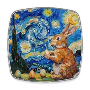 lapin de Pâques, Pâques, lapin, joyeuses Pâques, oeufs de Pâques - Magnet carré - blanc - Devant