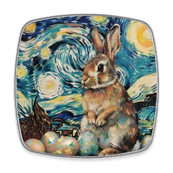 lapin de Pâques, Pâques, lapin, joyeuses Pâques, oeufs de Pâques - Magnet carré - blanc - Devant