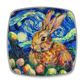 lapin de Pâques, Pâques, lapin, joyeuses Pâques, oeufs de Pâques - Magnet carré - blanc - Devant
