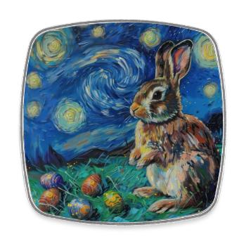 lapin de Pâques, Pâques, lapin, joyeuses Pâques, oeufs de Pâques - Magnet carré - blanc - Devant