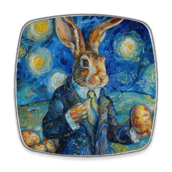 lapin de Pâques, Pâques, lapin, joyeuses Pâques, oeufs de Pâques - Magnet carré - blanc - Devant