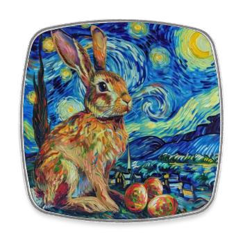 lapin de Pâques, Pâques, lapin, joyeuses Pâques, oeufs de Pâques - Magnet carré - blanc - Devant