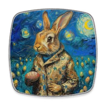 lapin de Pâques, Pâques, lapin, joyeuses Pâques, oeufs de Pâques - Magnet carré - blanc - Devant