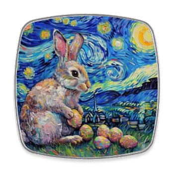lapin de Pâques, Pâques, lapin, joyeuses Pâques, oeufs de Pâques - Magnet carré - blanc - Devant