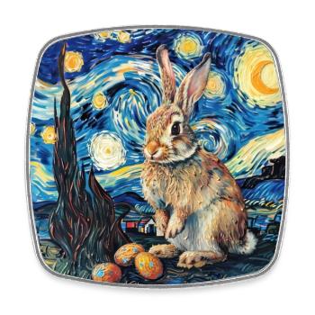 lapin de Pâques, Pâques, lapin, joyeuses Pâques, oeufs de Pâques - Magnet carré - blanc - Devant