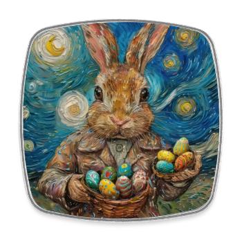 lapin de Pâques, Pâques, lapin, joyeuses Pâques, oeufs de Pâques - Magnet carré - blanc - Devant