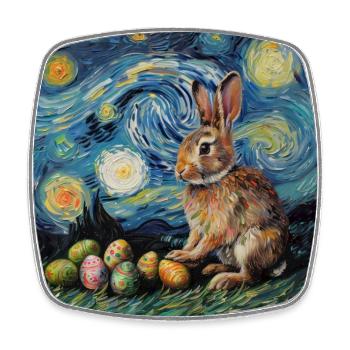 lapin de Pâques, Pâques, lapin, joyeuses Pâques, oeufs de Pâques - Magnet carré - blanc - Devant