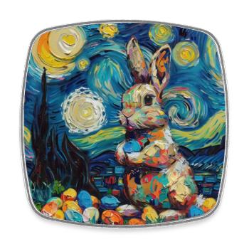 lapin de Pâques, Pâques, lapin, joyeuses Pâques, oeufs de Pâques - Magnet carré - blanc - Devant