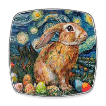 lapin de Pâques, Pâques, lapin, joyeuses Pâques, oeufs de Pâques - Magnet carré - blanc - Devant