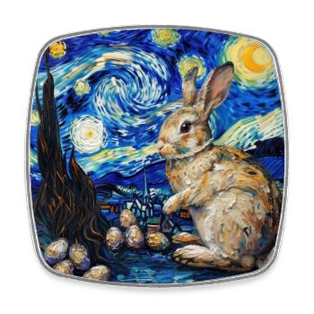lapin de Pâques, Pâques, lapin, joyeuses Pâques, oeufs de Pâques - Magnet carré - blanc - Devant