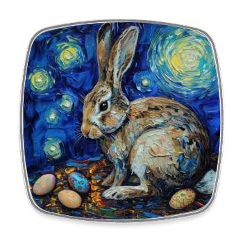 lapin de Pâques, Pâques, lapin, joyeuses Pâques, oeufs de Pâques - Magnet carré - blanc - Devant