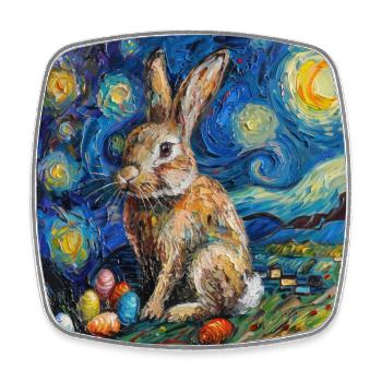 lapin de Pâques, Pâques, lapin, joyeuses Pâques, oeufs de Pâques - Magnet carré - blanc - Devant