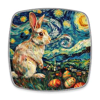 lapin de Pâques, Pâques, lapin, joyeuses Pâques, oeufs de Pâques - Magnet carré - blanc - Devant