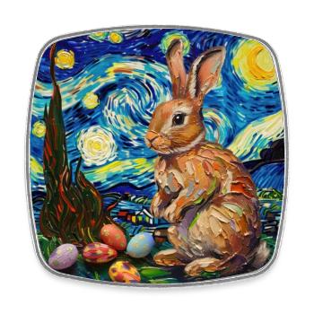 lapin de Pâques, Pâques, lapin, joyeuses Pâques, oeufs de Pâques - Magnet carré - blanc - Devant