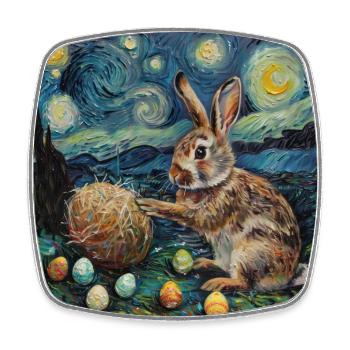 lapin de Pâques, Pâques, lapin, joyeuses Pâques, oeufs de Pâques, - Magnet carré - blanc - Devant