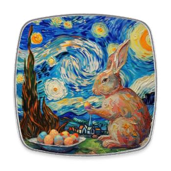 lapin de Pâques, Pâques, lapin, joyeuses Pâques, oeufs de Pâques - Magnet carré - blanc - Devant