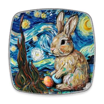 lapin de Pâques, Pâques, lapin, joyeuses Pâques, oeufs de Pâques - Magnet carré - blanc - Devant
