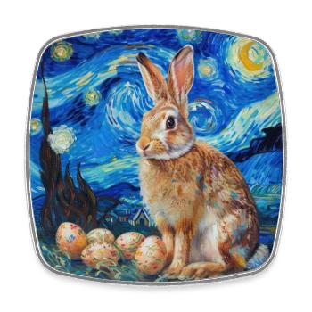 lapin de Pâques, Pâques, lapin, joyeuses Pâques, oeufs de Pâques - Magnet carré - blanc - Devant