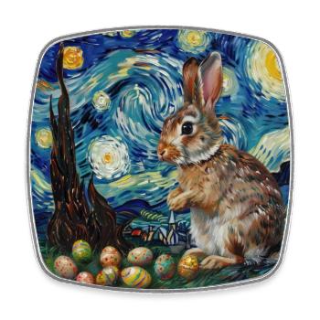 lapin de Pâques, Pâques, lapin, joyeuses Pâques, oeufs de Pâques - Magnet carré - blanc - Devant