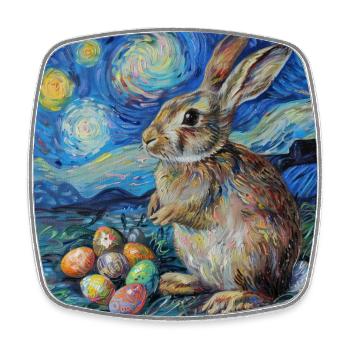lapin de Pâques, Pâques, lapin, joyeuses Pâques, oeufs de Pâques, - Magnet carré - blanc - Devant