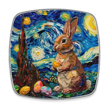 lapin de Pâques, Pâques, lapin, joyeuses Pâques, oeufs de Pâques - Magnet carré - blanc - Devant