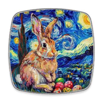 Osterhase, Ostern, Hase, frohe ostern, ostereier - Viereckiger Kühlschrankmagnet - Weiß - Vorne