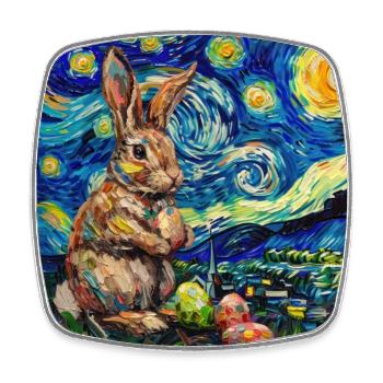 lapin de Pâques, Pâques, lapin, joyeuses Pâques, oeufs de Pâques - Magnet carré - blanc - Devant