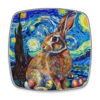lapin de Pâques, Pâques, lapin, joyeuses Pâques, oeufs de Pâques - Magnet carré - blanc - Devant