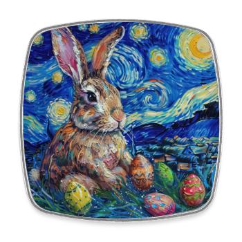 Osterhase, Ostern, Hase, frohe ostern, ostereier - Viereckiger Kühlschrankmagnet - Weiß - Vorne