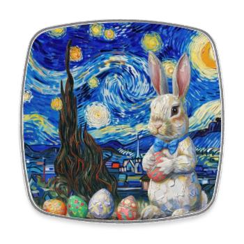Osterhase, Ostern, Hase, frohe ostern, ostereier - Viereckiger Kühlschrankmagnet - Weiß - Vorne