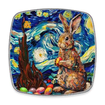 lapin de Pâques, Pâques, lapin, joyeuses Pâques, oeufs de Pâques - Magnet carré - blanc - Devant
