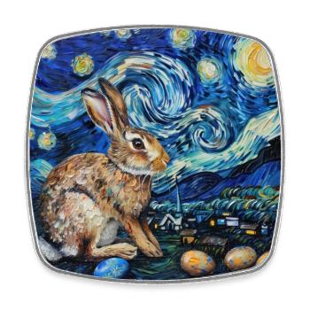 lapin de Pâques, Pâques, lapin, joyeuses Pâques, oeufs de Pâques - Magnet carré - blanc - Devant