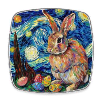 lapin de Pâques, Pâques, lapin, joyeuses Pâques, oeufs de Pâques - Magnet carré - blanc - Devant