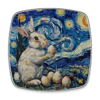 Osterhase, Ostern, Hase, frohe ostern, ostereier - Viereckiger Kühlschrankmagnet - Weiß - Vorne