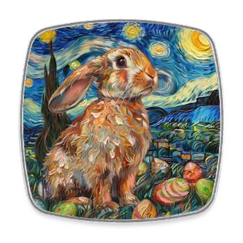 lapin de Pâques, Pâques, lapin, joyeuses Pâques, oeufs de Pâques - Magnet carré - blanc - Devant