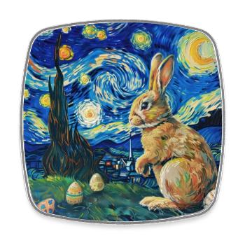 lapin de Pâques, Pâques, lapin, joyeuses Pâques, oeufs de Pâques - Magnet carré - blanc - Devant