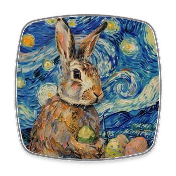 Osterhase, Ostern, Hase, frohe ostern, ostereier - Viereckiger Kühlschrankmagnet - Weiß - Vorne