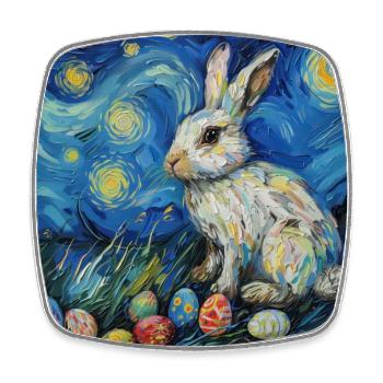 lapin de Pâques, Pâques, lapin, joyeuses Pâques, oeufs de Pâques - Magnet carré - blanc - Devant
