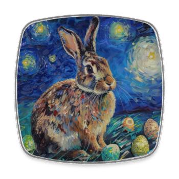 lapin de Pâques, Pâques, lapin, joyeuses Pâques, oeufs de Pâques - Magnet carré - blanc - Devant