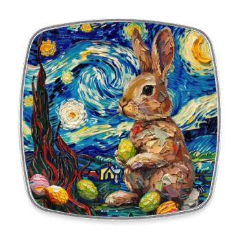 lapin de Pâques, Pâques, lapin, joyeuses Pâques, oeufs de Pâques - Magnet carré - blanc - Devant
