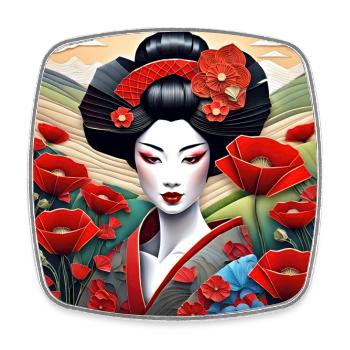 Asiatische Schönheit #12 - Viereckiger Kühlschrankmagnet - Weiß - Vorne